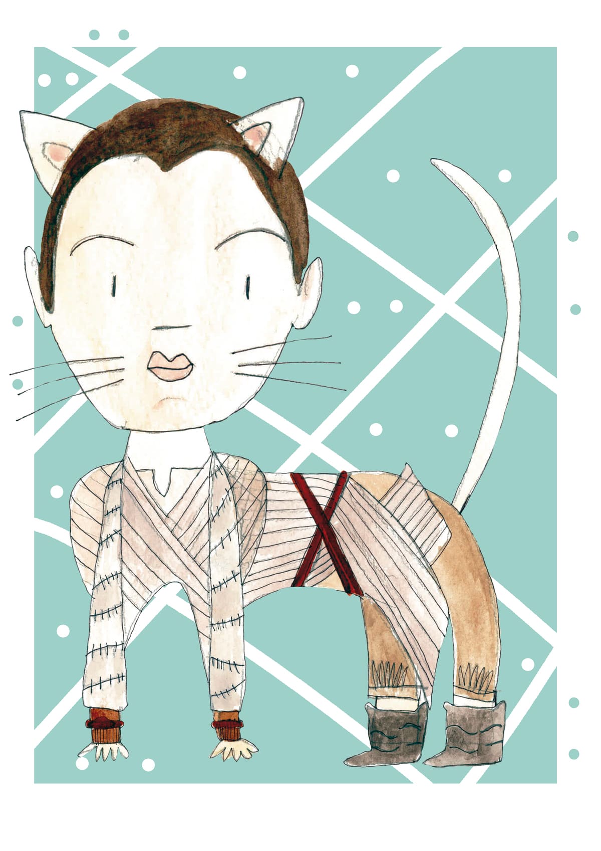 Ilustración de Rey reinterpretada como una gata con estética contemporánea, inspirada en el universo Star Wars y perteneciente a la colección Oh My Cat de Petita Lechatrose.