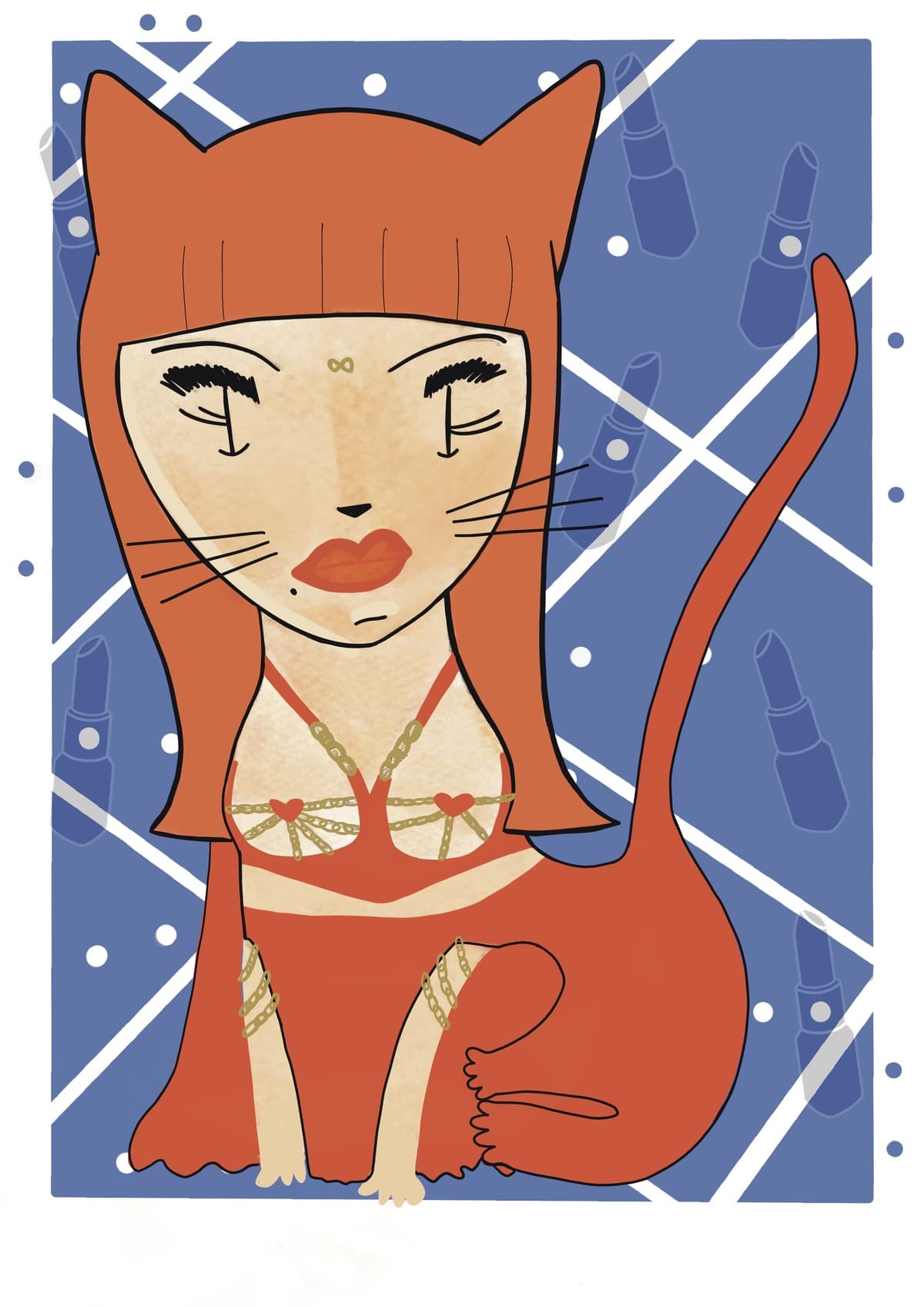 Ilustración de Veneno reinterpretado como un gato con estética contemporánea, inspirada en el universo Marvel y perteneciente a la colección Oh My Cat de Petita Lechatrose.
