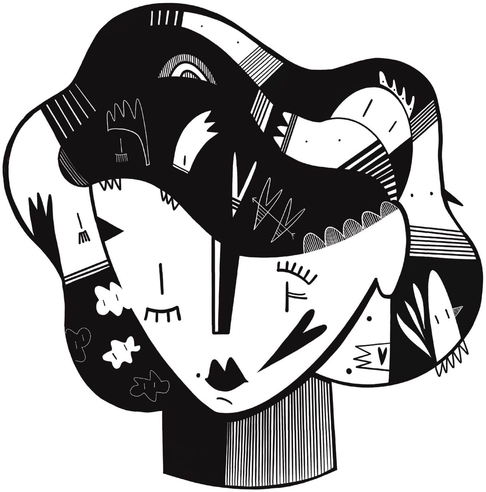 Ilustración en blanco y negro de Petita Lechatrose